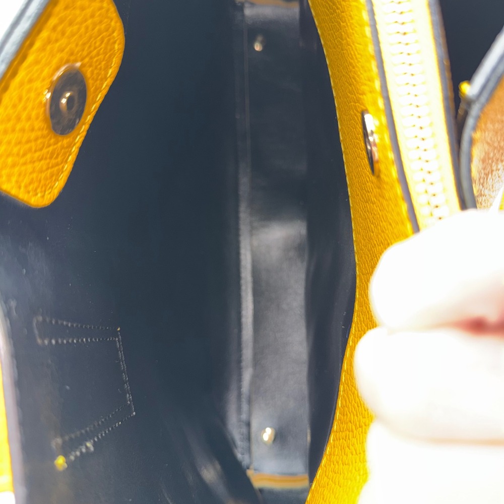 Luana Ferracuti Yellow Pebbled Leather Satchel Bag Made in Italy Crossbody - Picture 9 of 13